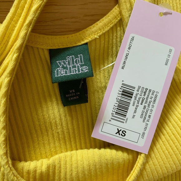 Yellow Lettuce Edge Crop Tank Top - Picture 3 of 4